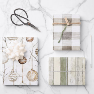 Biologische Cream Tan Kerst Ornamenten Inpakpapier Vel