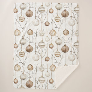 Biologische Cream Tan Kerst Ornamenten Sherpa Deken