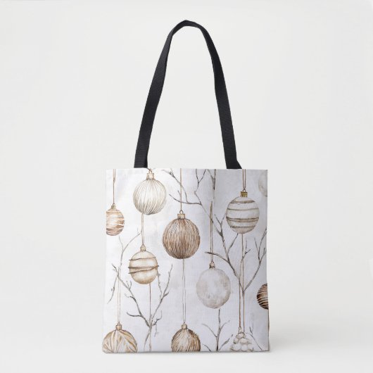 Biologische Cream Tan Kerst Ornamenten Tote Bag (Voorkant)