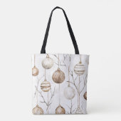Biologische Cream Tan Kerst Ornamenten Tote Bag (Achterkant)