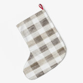 Biologische Cream Tan Plaid Stripes Kerstmis Grote Kerstsok (Achterkant (Hangend))