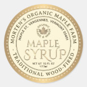 Biologische esdoornsiroop Traditioneel houtgestook Ronde Sticker (Voorkant)