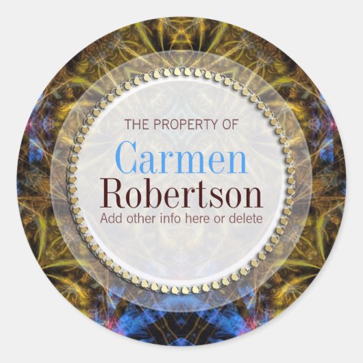 Biologische Gouden Fantasie Aangepaste Ronde Stick Ronde Sticker (Voorkant)