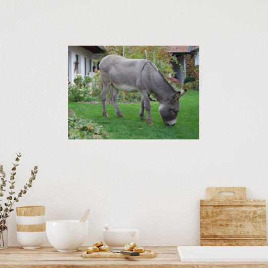 Biologische grasmaaier op vier uur poster (Keuken)