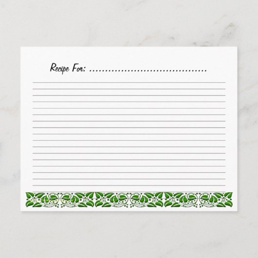 biologische groene bladeren recept Kaart Sjabloon (Achterkant)