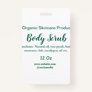 Biologische groene natuur body scrub boter naam to badge