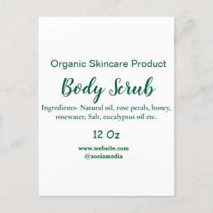 Biologische groene natuur body scrub boter naam to briefkaart