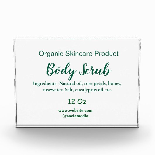 Biologische groene natuur body scrub boter naam to fotoblokken (Voorkant)