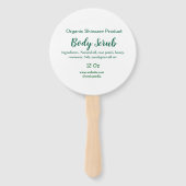 Biologische groene natuur body scrub boter naam to handwaaier (Achterkant)