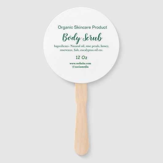 Biologische groene natuur body scrub boter naam to handwaaier (Voorkant)