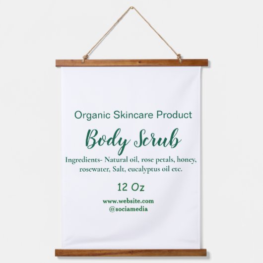 Biologische groene natuur body scrub boter naam to hangend wandkleed (Voorkant)