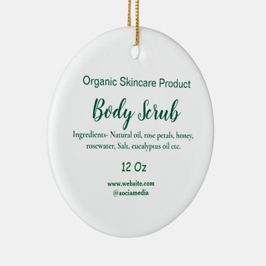 Biologische groene natuur body scrub boter naam to keramisch ornament (Rechts)