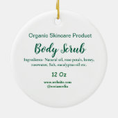 Biologische groene natuur body scrub boter naam to keramisch ornament (Achterkant)