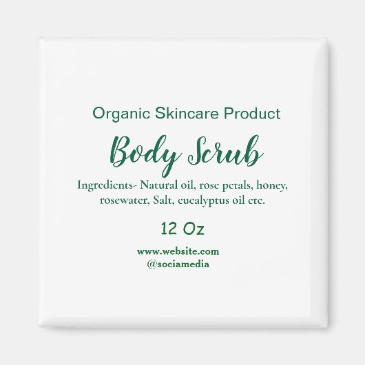 Biologische groene natuur body scrub boter naam to magneet (Voorkant)