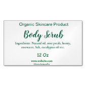 Biologische groene natuur body scrub boter naam to magnetisch visitekaartje (Voorkant)
