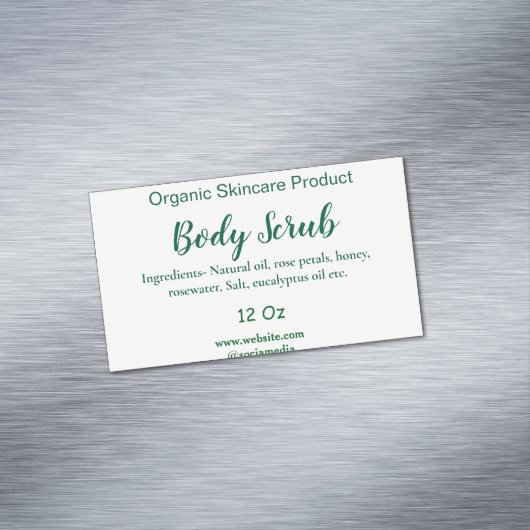 Biologische groene natuur body scrub boter naam to magnetisch visitekaartje (Voorbeeld)