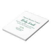 Biologische groene natuur body scrub boter naam to notitieblok (Linkerzijde)