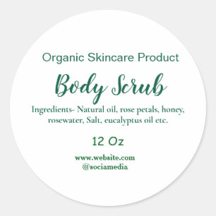 Biologische groene natuur body scrub boter naam to ronde sticker