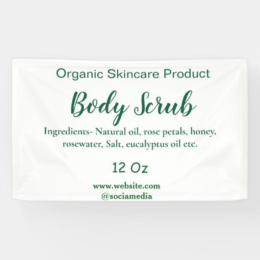 Biologische groene natuur body scrub boter naam to spandoek (Horizontaal)