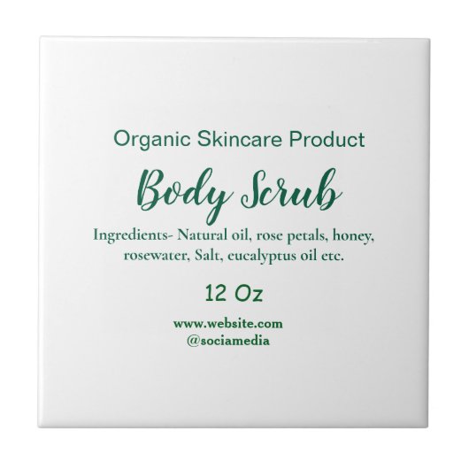 Biologische groene natuur body scrub boter naam to tegeltje (Voorkant)