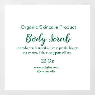 Biologische groene natuur body scrub boter voeg na raamsticker