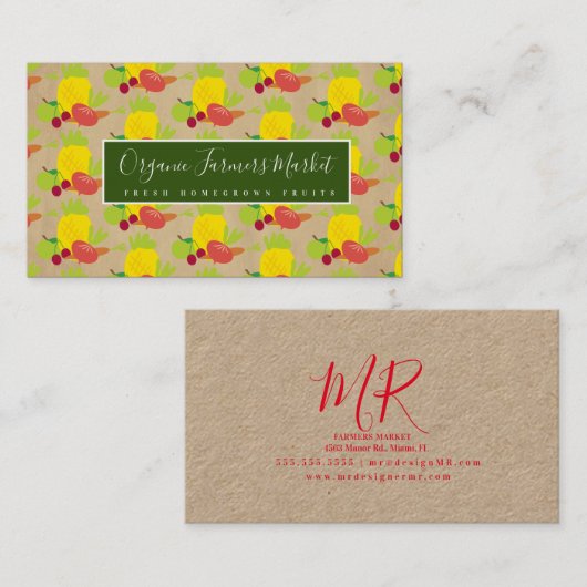 Biologische groenten en groenten visitekaartje (Voorkant / Achterkant)