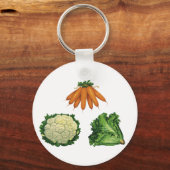 Biologische Groenten; Wortels, Bloemkool, Sla Sleutelhanger (Voorkant)