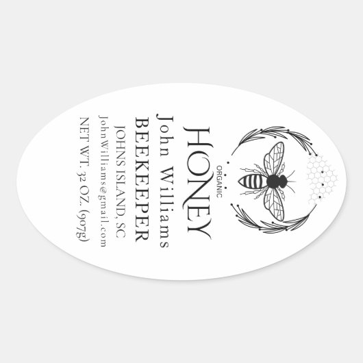 Biologische honingbijkoningin  ovale sticker (Voorkant)