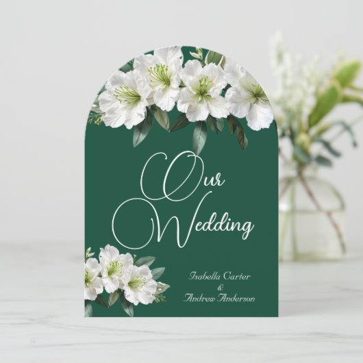 Biologische Huwelijk Azaleas Witte Bos Groene Bloe Kaart (Staand voorkant)