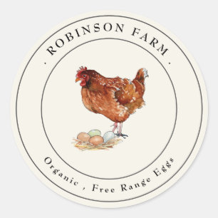 Biologische kip Verse eieren van de boerderij  Ronde Sticker