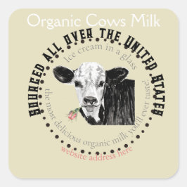 biologische koe vierkante sticker