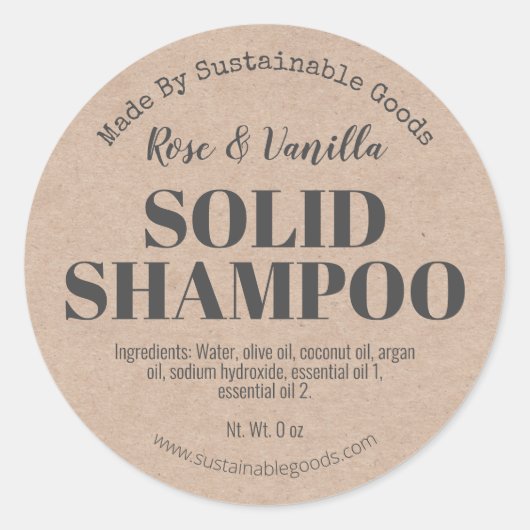 Biologische Kraft Handgemaakte Solid Shampoo Label (Voorkant)