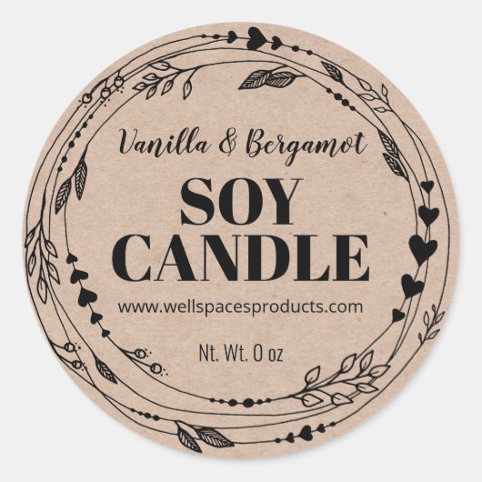 biologische Kraft Soy Candle Labels (Voorkant)