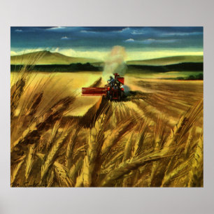 Biologische landbouwbedrijf, tarwe landbouw poster