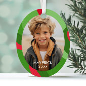 Biologische lijn Abstracte kunst - 1 foto groen ro Metalen Ornament