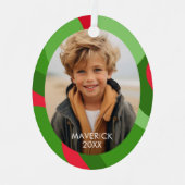 Biologische lijn Abstracte kunst - 1 foto groen ro Metalen Ornament (Voorkant)