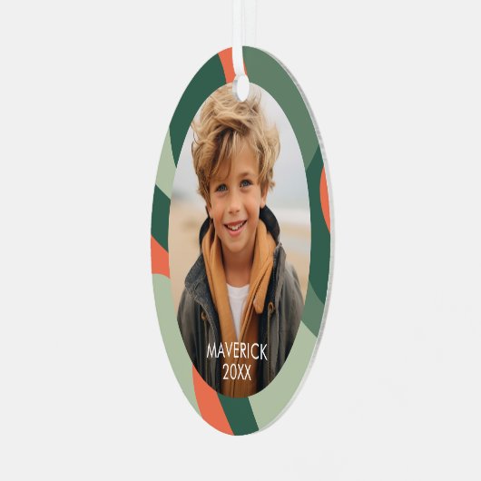 Biologische lijn Abstracte kunst - 1 foto Jade Tan Metalen Ornament (Voorkant links)