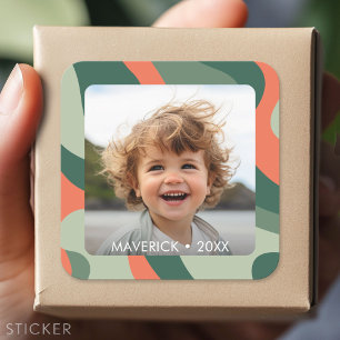 Biologische lijn Abstracte kunst - 1 foto Jade Tan Vierkante Sticker