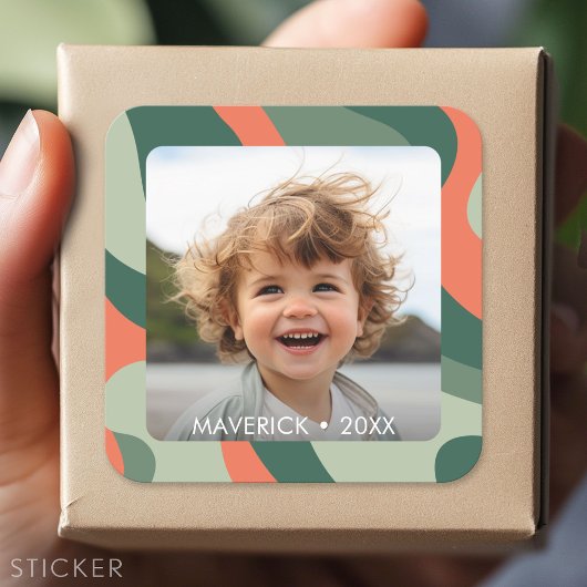 Biologische lijn Abstracte kunst - 1 foto Jade Tan Vierkante Sticker