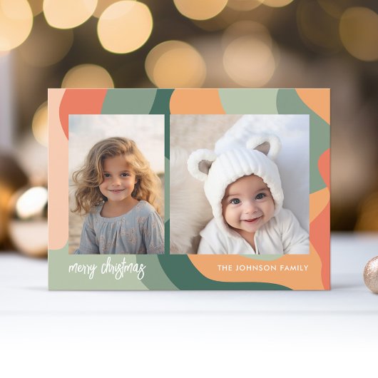 Biologische lijn Abstracte kunst - 2 foto Jade Cor Feestdagenkaart