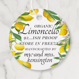 Biologische Limoncello Bruiloft Gastfles Bedankjes Labels