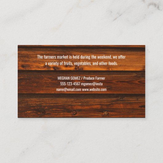 Biologische Marktgroenten | Houten Visitekaartje (Achterkant)