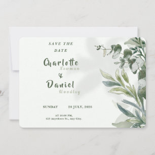 Biologische Moderne Botanische Trouwkaart Datum Be Save The Date