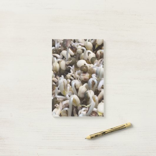 Biologische Mung Sprouts – een voedingsstof verpak Post-it® Notes (Op bureau)