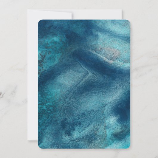 Biologische oceaan blauw aquarel trouw uitnodiging (Achterkant)