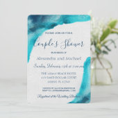 Biologische Oceaan Blauwe Waterverf Koppel Bruisfe Kaart (Staand voorkant)