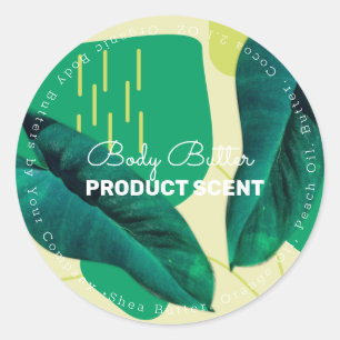 Biologische Plantenblad Body Butter Badzeep Merkid Ronde Sticker