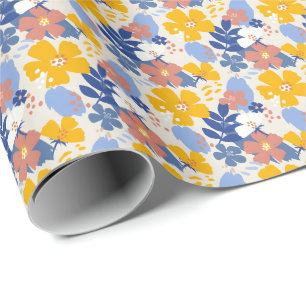 Biologische platte bloem cadeaupapier