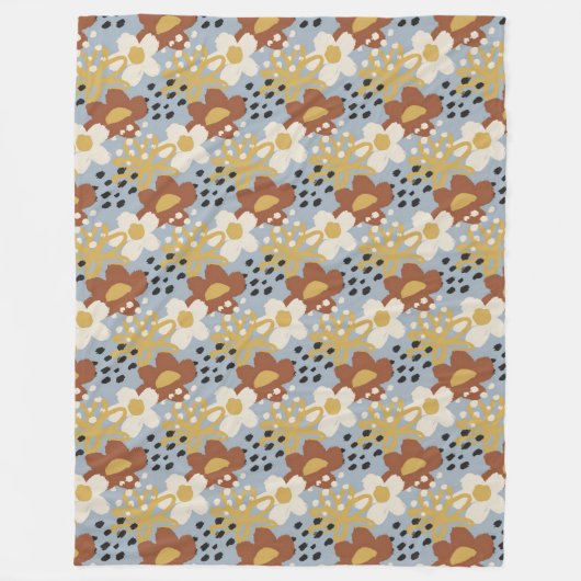 Biologische platte bloem fleece deken (Voorkant)