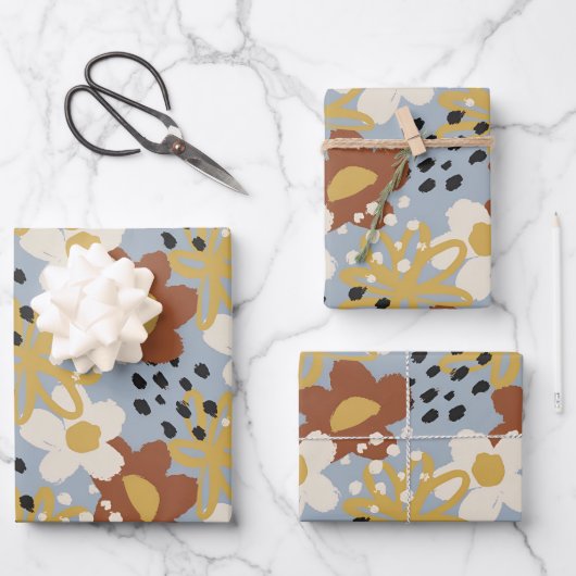 Biologische platte bloem inpakpapier vel (Voorkant)